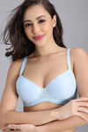 Zivame Padded Non Wired Medium Coverage Tshirt Bra - Light Blue — thumbnail 5